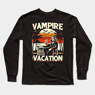 Vampire Vacation Tropical Horror Fan Summer Tiki Beach Long Sleeve T-Shirt